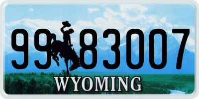 WY license plate 9983007