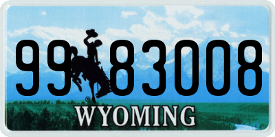 WY license plate 9983008