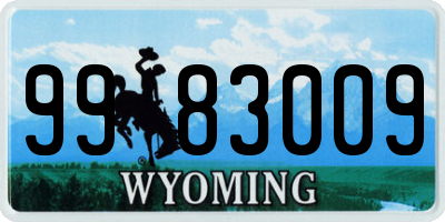 WY license plate 9983009