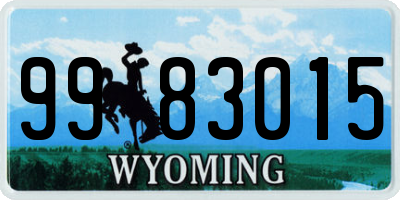 WY license plate 9983015