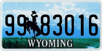 WY license plate 9983016