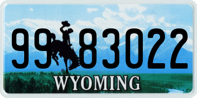 WY license plate 9983022