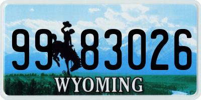 WY license plate 9983026