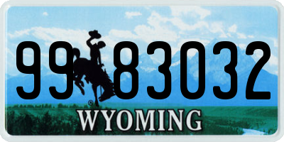 WY license plate 9983032