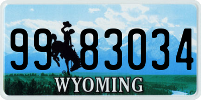 WY license plate 9983034