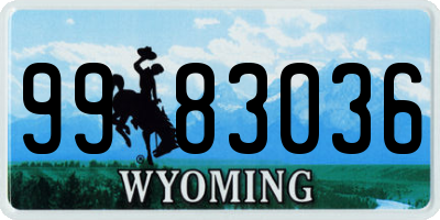 WY license plate 9983036