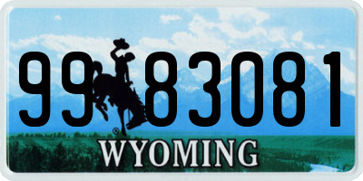 WY license plate 9983081