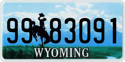 WY license plate 9983091
