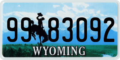 WY license plate 9983092