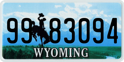 WY license plate 9983094