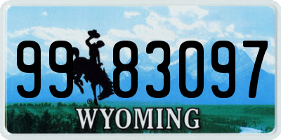 WY license plate 9983097