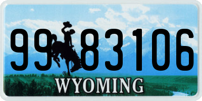 WY license plate 9983106