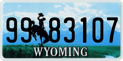 WY license plate 9983107