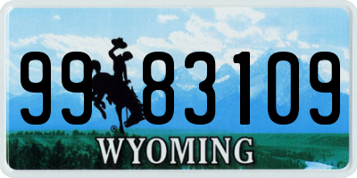 WY license plate 9983109