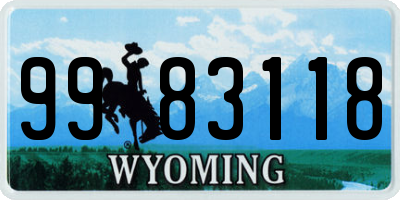 WY license plate 9983118