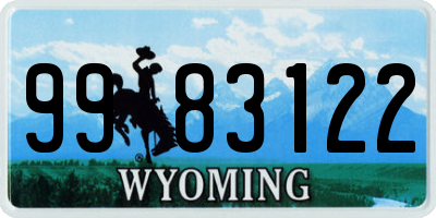 WY license plate 9983122