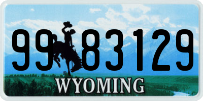 WY license plate 9983129