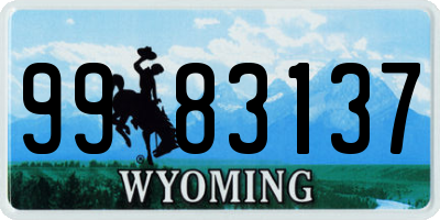 WY license plate 9983137