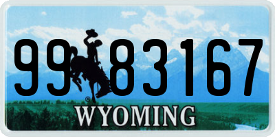 WY license plate 9983167