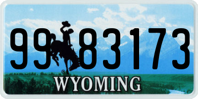WY license plate 9983173