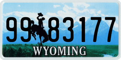 WY license plate 9983177