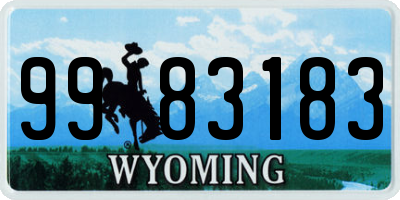 WY license plate 9983183