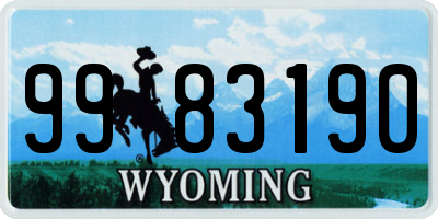 WY license plate 9983190