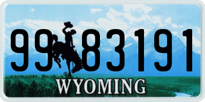 WY license plate 9983191