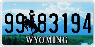 WY license plate 9983194