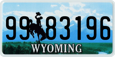 WY license plate 9983196