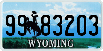 WY license plate 9983203