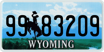 WY license plate 9983209