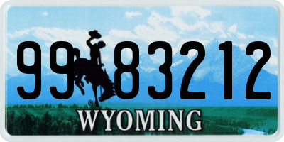 WY license plate 9983212