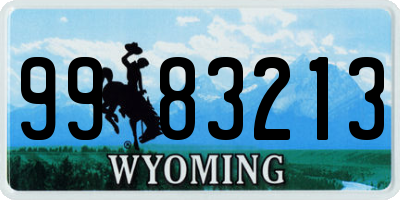 WY license plate 9983213