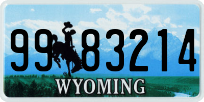 WY license plate 9983214