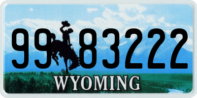 WY license plate 9983222