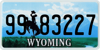 WY license plate 9983227