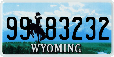 WY license plate 9983232