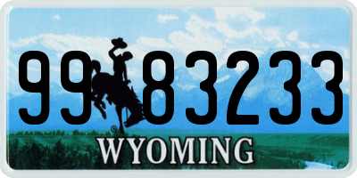 WY license plate 9983233