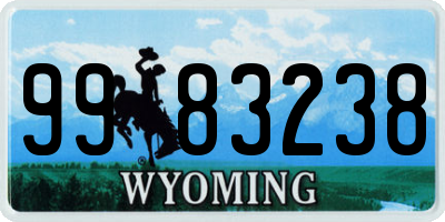 WY license plate 9983238