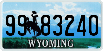 WY license plate 9983240