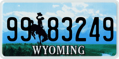 WY license plate 9983249