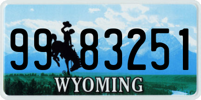 WY license plate 9983251