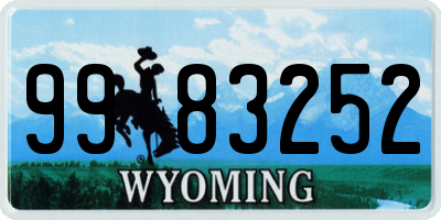 WY license plate 9983252