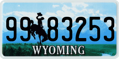 WY license plate 9983253