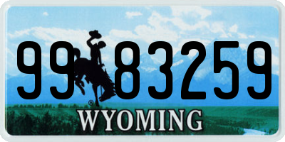 WY license plate 9983259