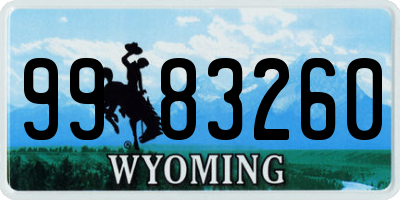 WY license plate 9983260