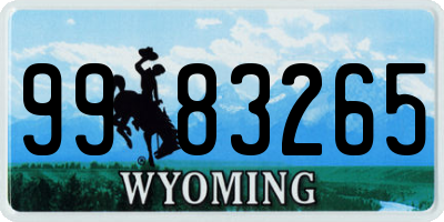 WY license plate 9983265