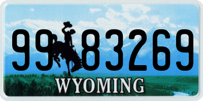 WY license plate 9983269