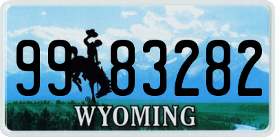 WY license plate 9983282